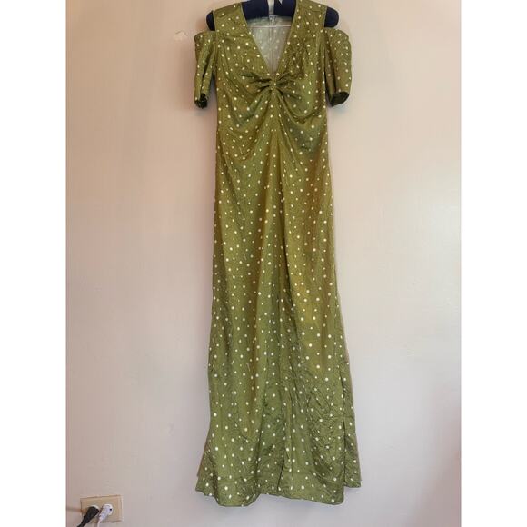 GANNI GREEN LONG POLKA DOT DRESS size  34 (US XS) - Picture 11 of 11